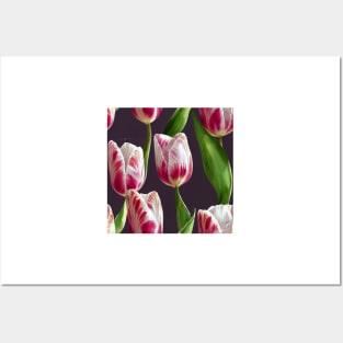 Watercolor tulip pattern Posters and Art